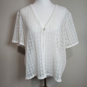 Vintage‎ GLORIA VANDERBILT Crochet Cardigan Womens XL BOHO Dainty Feminine Fairy